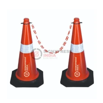 Reflective Traffic Cone -1000 mm 204 | Size : 1000 x 400 mm | Material : HDPE | Weight: 4 kg | Color : Red | Used in Parking | Signxpress India
